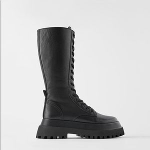 Zara Lug Sole leather combat boots